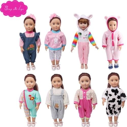 Doll clothes different styles of one-piece clothes, suit + hat + headband fit 18 inch Girl dolls and 43-cm baby dolls c231