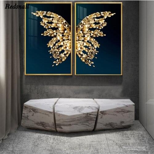 Abstract Golden butterfly wings Diamonds Embroidery DIY Diamond painting cross-stitch 5D Full Drill mosaic wall art EE971