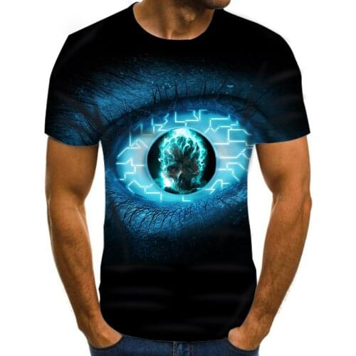 3D printing T-shirt mens short-sleeved eyes funny pattern T-shirt tops fashion street casual summer mens oversized T-shirt