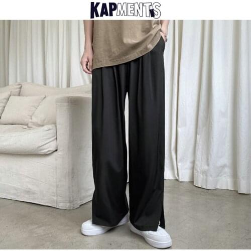KAPMENTS Men Harajuku Straight Wide Leg Sweatpants 2021 Mens Causal Baggy Joggers Male Japanese Streetwear Black Kpop Pants 5XL
