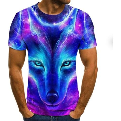 2021 New 3D Printing Domineering Wolf King Unisex Short-Sleeved Personalized Round Neck Pullover XXS-6XL Oversized T-Shirt