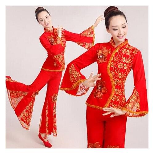 New Year Ladies Red Festival performance Costume Ancient Chinese National cothes Traditional Chinese Dance Costume Cosplay dress