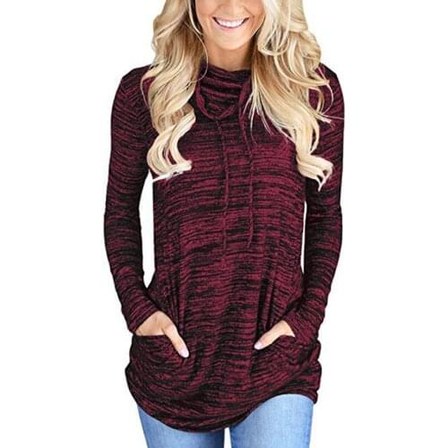 VISNXGI Autumn Women Hoodies Casual Long Sleeve Turtleneck Pullover Drawstring Sweatshirts Female Jumper Tracksuits Sportswear