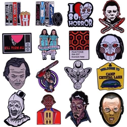 P5840 Wholesale Halloween Classic Horror Movie Enamel Pin Brooches Bag Lapel Pin Cartoon Holiday Badge Jewelry Gift for Friends