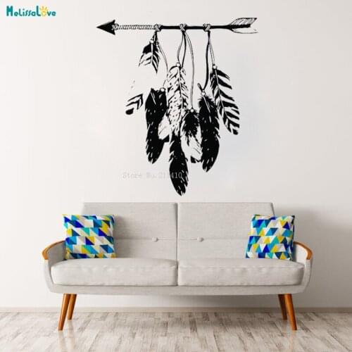 Feathers New Design Wall Decals Art Vinyl Sticker Removable Boho Decor Tribal Aztec Bohemian Murals Free Shipping YT 2334