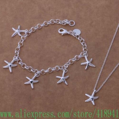 Silver Plated Jewelry Sets Bracelet 124 + Necklace 595 /dzfamqma bahajroa AS081