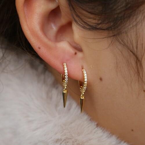 RAKOL Fashion Cute Girl Jewelry Charm Spike Drop Earring Geometric Spike Cz High Quality Delicate Stack Cheap Trendy Jewelry