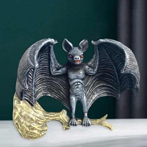 Garden Outdoor Tree Trunk Decorations Bat Sculpture Yard Landscape Halloween Statue Funny Bat Home Office Decoative