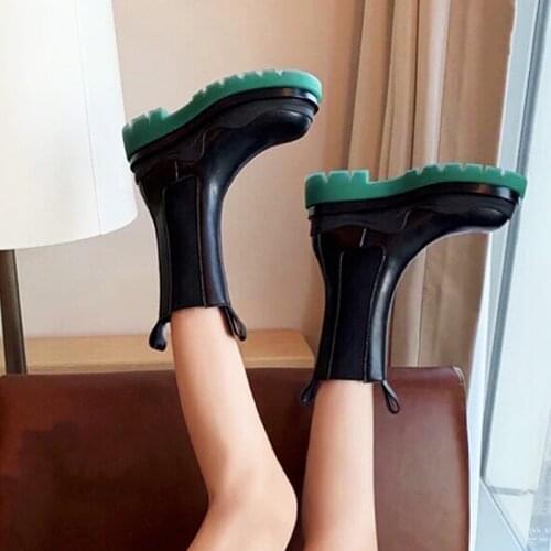 Thick-soled Boots Fleece Lined Womens Thin Chelsea Boots Smoke Pipe Boots Plus Size Boots