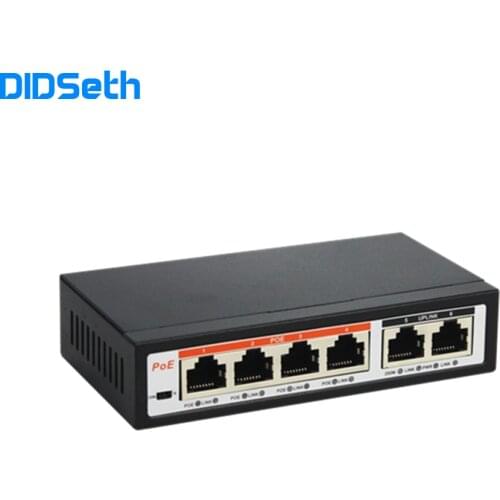 52V Network POE switch Ethernet with 4 8/100Mbps Ports IEEE 802.3 af/at Suitable for IP camera/Wireless AP/CCTV camera system