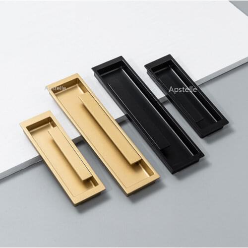 Cabinet Cupboard Pull Door Closet Handle Hidden Drawer Kitchen Knob Gold Black Zinc Alloy Recessed Box Hardware