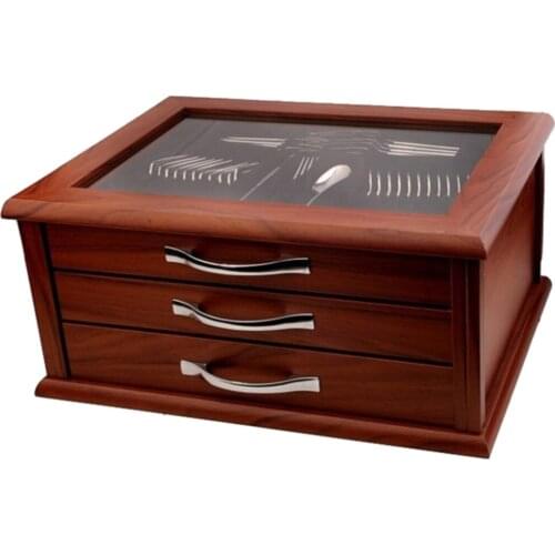 TercankHctech steel 90 Piece Wood Crated Tulip Model Fork Spoon Flatware set 219