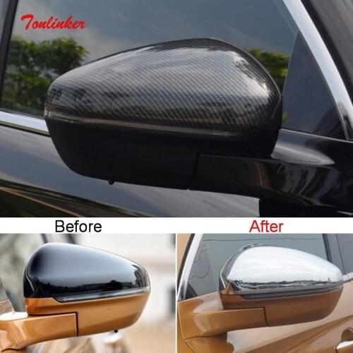 Tonlinker 2 PCS Car Exterior Rearview mirror Cover sticker for CITROEN DEESSE DS7 2018-19 Car Styling ABS Chrome Cover Stickers