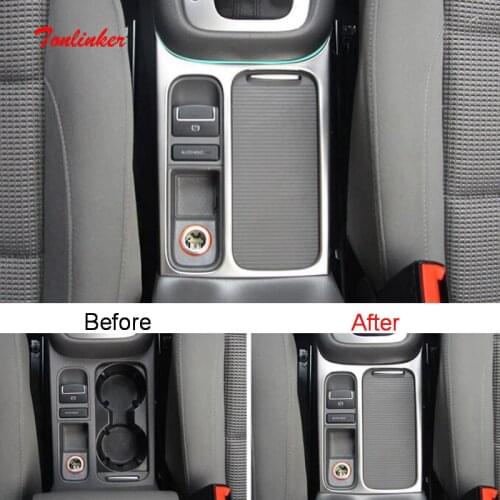 Tonlinker Interior Center Water holder Cover sticker for Volkswagen Sharan 2014-19 Car Styling 1 PCS Stainless Steel sticker