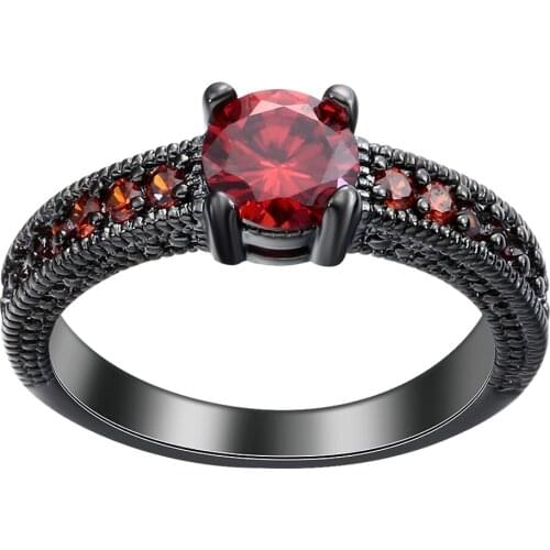 UFOORO new product red Created jewellery zircon wedding ring for women high quality engagement jewelry drop shipping
