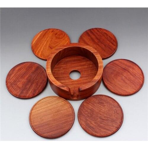 Vietnam mahogany teacup mat Burma pear wood large solid wood meal pad round bowl mat plate mat heat insulation mat tea set