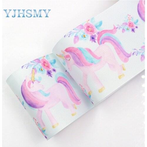 YJHSMY I-18428-11 10 yard 75 mm Color Cartoon Printed grosgrain ribbons,DIY handmade Hair accessories Material wedding gift wrap