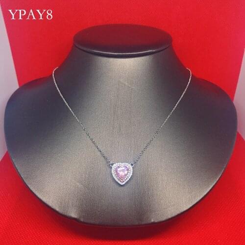 YPAY8 Fashion 925sterling silver Ladies Hot Brand Purple Zircon Top Quality For Women Heart Shape Party Details Necklace Jewelry