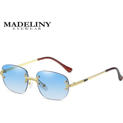 MADELINY New Fashion Oval Sunglasses Women Retro Brand Metal Sun Glasses Pink Blue Eyewear Female Vintage Small Frame MA477