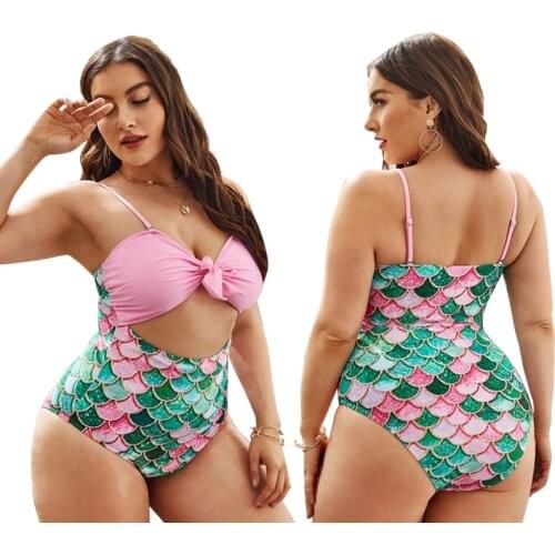 Plus Size Swimwear Women One Piece Swimsuit 2021 Sexy Print Cut Out Bathing Suits Summer Beach Wear Swimming Suit for Women 4XL