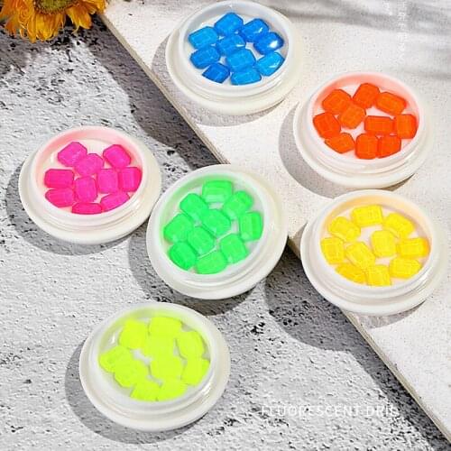 10Pcs 3d Nail Art Flat Back Decorations with AB Side Rhinestones Fluorescent Diamonds on Nails Salon Supplies