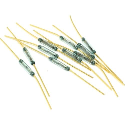 10pcs MKA10110 Reed Switch 1.8*10mm Magnetic Control Switch Green Glass Reed Switches Glass Normally Open Contact For Sensors