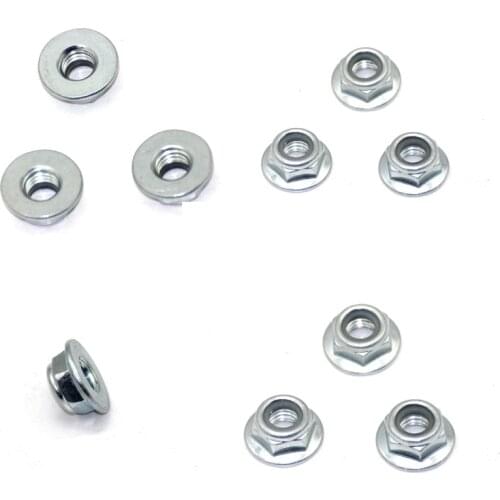 10pcs Blade Nuts Universal M8X1.25mm Stainless Steel Flanged Nylon Nuts Strimmer Trimmer Spare Parts