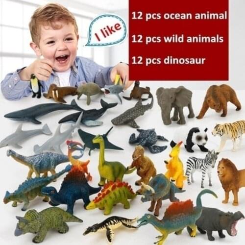 12 Pcs Simulate Animal Toy Kids Ocean Animals Dinosaur Toys Children Sea Animal Toys Miniature Animal Model Gift