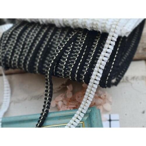2 Meters 1.2cm Width Handmade Patchwork Embroidered Tassel Lace Material Cotton Gold Lace Ribbon Trim