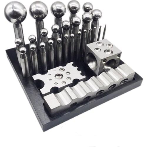 29PCS Steel Dapping Doming Shaping Block Set Jewellers Punching Tool