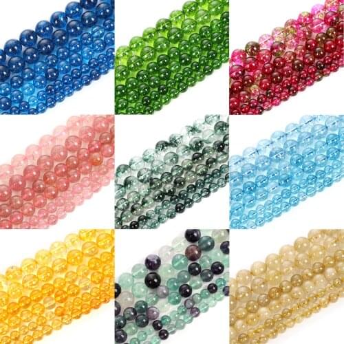 4-12mm Natural Stone Beads Round Smooth Loose Sapphires Crystal Beads For Jewelry Making DIY Charm Bracelet Necklace Handmade