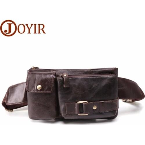JOYIR Genuine Leather Waist Bag Multi-function Men Waist Pack Funny Pack Belt Bag For Phone Pouch Bolso Men Vintage Chest Bag