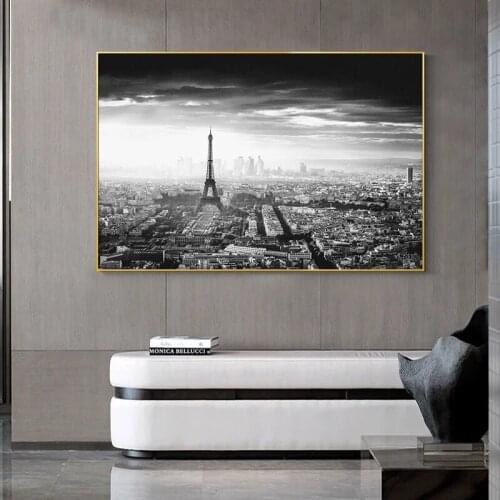Paris Tower Paintings On Canvas Black White Poster And Print Modern City Landscape Wall Art Decorative Pictures for Living Room