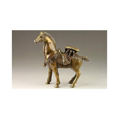 Brass Collectable Chinese The Moral Of Handmade Vivid Good Horse BRASS Statue Garden Decoration 100% real Brass BRASS