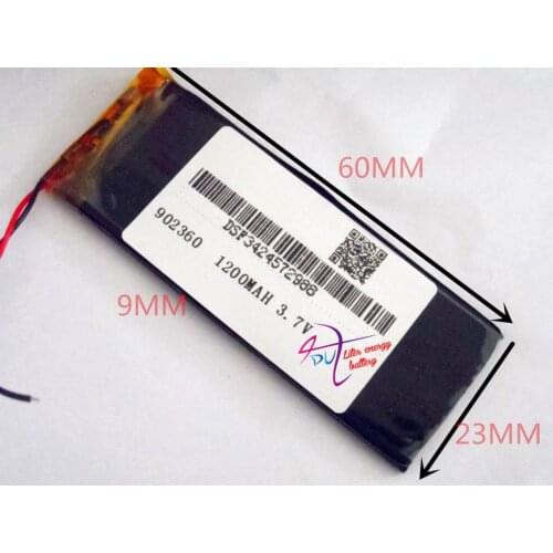 Best battery brand 3.7V lithium polymer battery 902360 1200mAh LED lights MP4 / 5 toy cars A Big Capacity