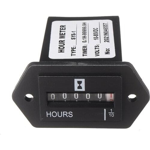 Mayitr 1pc Hour Meter DC 10-80 Volts Stationary Engine Gauge Marine Tractor Mower Parts Accessories