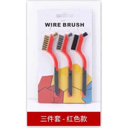 3Pcs Wire Brush Set Nylon Brass Stainless Steel Bristles With Curved Handle Grip For Rust Dirt & Paint Scrubbing Deep Cleaning