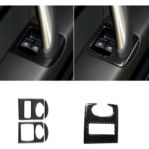 4Pcs Window Lifter Panel Stickers Self-adhesive Waterproof Carbon Fiber Automotive Window Lifter Panel Decal Stickers for Audi T