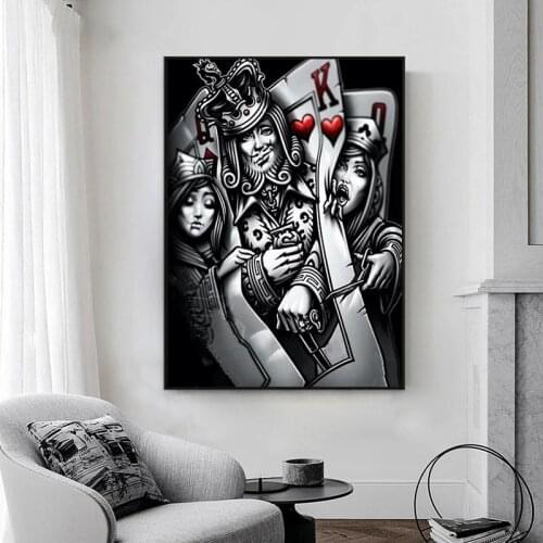 Wall Art Posters Canvas Painting Black And White Poker Characters Canvas Prints Nordic Style Poster Decorative Canvas Art