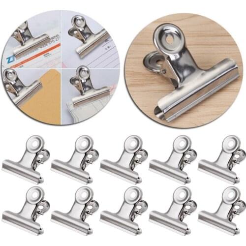 2021 New 10Pcs Metal Bulldog Grip Clip Food Sealer Bag Clamp Paper Document Ticket Binder