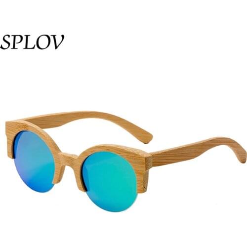 New Fashion Round Polarized Bamboo Sunglasses for Men and Women Half Frame Wooden High-grade Sun Glasses Retro Oculos de Sol
