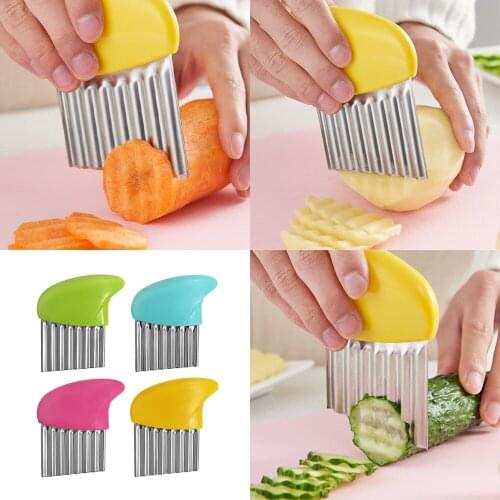 Portable Wavy French Fries Cutter Stainless Steel Potato Slicer Vegetable Chopper Potato Cutter Durable Kitchen Gadgets WB 055