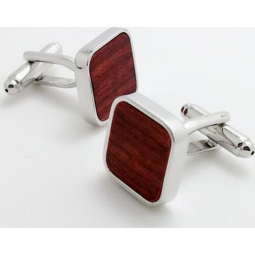 Luxury Wood Cufflinks Square High Quality Natural mahogany wood Mashup mens shirt Cuff links Wedding Gift