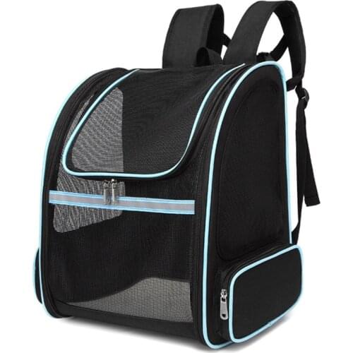 Dog Backpack Carrier Breathable Mesh Transporter Small Dog Puppy Outdoor Carrying Foldable Reflective Tapes Cat Travel Bag
