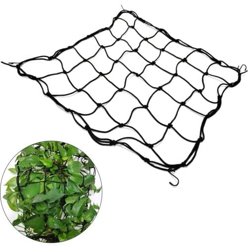 Grow Tent Net Plant Growth Nets Garden Tools With 4 Hooks 15x15cm Multifunction Durable Nylon Black Stretchy Trellis Netting