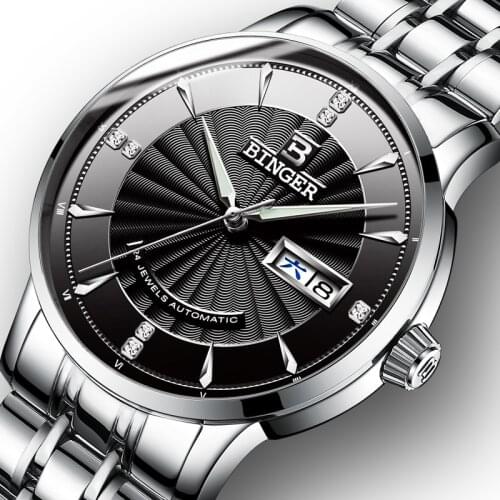 Switzerland BINGER Watch Men Luxury Brand Japan NH35A Auto Self-wind Mechanical Mens Watches Sapphire reloj hombre B1176G-2