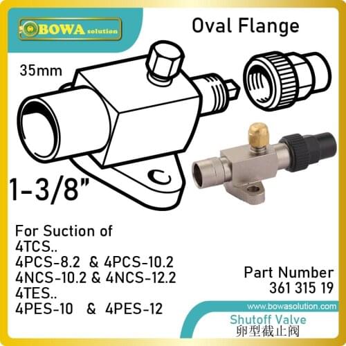 1-3/8" angle shutoff valve with oval flange is nice choice for piston compressors, such as 4PCS10.2 or 4NCS-12.2Y or other model