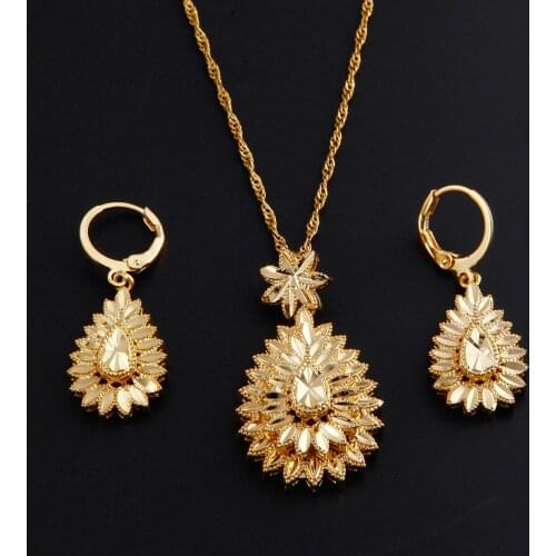Ethiopian African Pendant Necklace Earrings Eritrea Habesha Women Jewelry Set