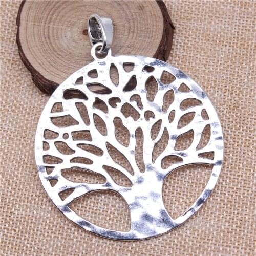 WYSIWYG 1pcs 70x70mm Antique Silver Color Tree Of Life Charms Pendant For Jewelry Making DIY Jewelry Findings