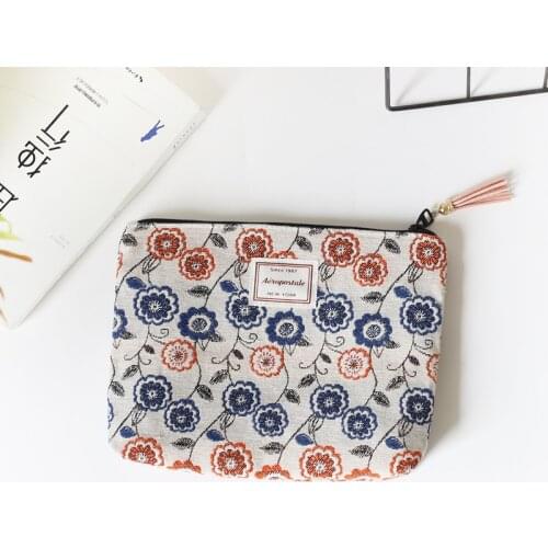 Women Retro Leopard Flower Cosmetic Bag Canvas Zipper Large Capacity Make Up Bag Travel Washing Makeup Organizer Beauty Case